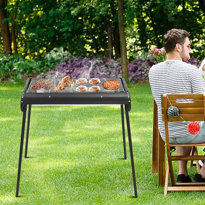 Barbecue Charcoal Grill, Stainless Steel Portable Kabob Barbecue with Storage Bag & Anti-scald Carrying Handle, Outdoor Cooking Grill for Backyard Camping, Patio Parties, Picnics