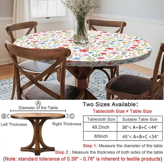 opstellen Fitted Round Tableclothes Drawstring Water Proof Table Cloth Polyester Indoor Outdoor Circular Covers for 36-44in Table Household Organization Gifts Patio Picnic Camping Festival Gadgets