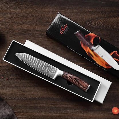 Wakoli EDIB Damascus Santoku Knife – 6.7-Inch Japanese-Style Kitchen Knife, 67-Layer Damascus Steel Blade with VG10 Core, Ergonomic Pakkawood Handle – Professional Cooking Knife in Elegant Gift Box