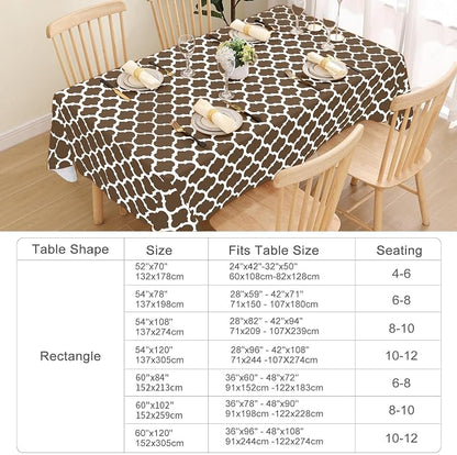 Smiry Rectangle Table Cloth, Waterproof Vinyl Tablecloth with Flannel Backing for Rectangle Tables, Wipeable Spillproof Plastic Tablecloths for Dining, Camping, Indoor and Outdoor (60"x120", Brown)