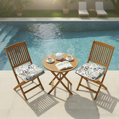 DYTXIII Set of 2 Outdoor Chair Cushions with Ties,Water Repellent Patio Chair Pads 17"x 16" for Outdoor Furniture,Round Corner Seat Cushions for Garden Yard Kitchen Dailey Tan