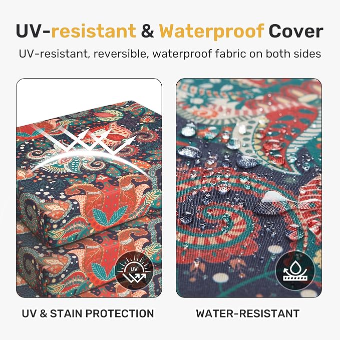UNIKOME Outdoor Chair Cushions, Set of 4, 24"*24"*4", Water Resistant, Boho
