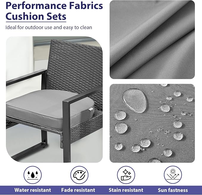 IPYNBAP Outdoor Chair Cushions Set of 4 -Waterproof Outdoor Seat Cushions for Patio Furniture, Patio Chair Cushion with Handle and Ties, Out Door Chair Pads,18.5x16x3-Round, Grey
