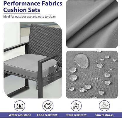 IPYNBAP Outdoor Chair Cushions Set of 4 -Waterproof Outdoor Seat Cushions for Patio Furniture, Patio Chair Cushion with Handle and Ties, Out Door Chair Pads,18.5x16x3-Round, Grey