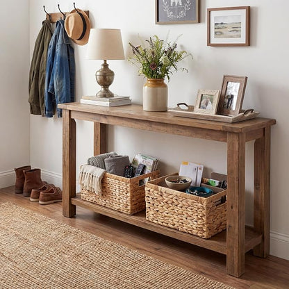 GRANNY SAYS Wicker Storage Baskets for Shelves, Wicker Baskets for Organizing, Water Hyacinth Woven Basket for Storage, Rectangle Basket for Pantry, Laundry, 2-Pack