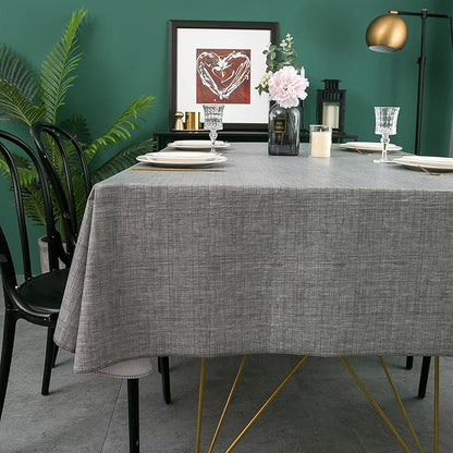 LIBERECOO Vinyl Tablecloth with Flannel Backing, Premium Gray, Waterproof, Stain-Resistant, Easy-Clean Table Cover for Dining, Kitchen, and Outdoor Use, 60" x 120" Rectangle