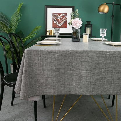 LIBERECOO Vinyl Tablecloth with Flannel Backing, Premium Gray, Waterproof, Stain-Resistant, Easy-Clean Table Cover for Dining, Kitchen, and Outdoor Use, 60" x 102" Rectangle