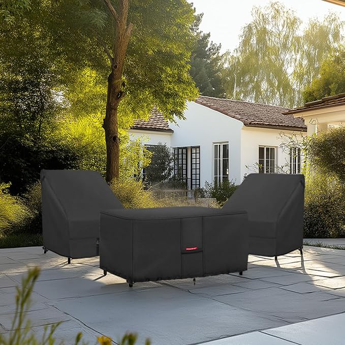 Porch Shield Patio Fire Pit Cover - Waterproof 600D Outdoor Rectangular Gas Fire Table Cover Deck Box Protector - 52 x 30 inch, Black