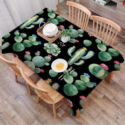 Rectangle Table Cloth,green watercolor cactus succulents Tablecloths Stain Resistance Water Repellent Washable Table Cover Decor for Home Kitchen Dining Party Patio Indoor and Outdoor 60"x 84"