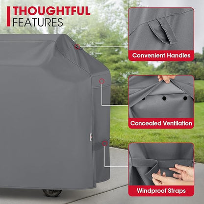 Unicook 65 Inch Grill Cover for Outdoor Grill, Heavy Duty Waterproof BBQ Cover, Fade Resistant Gas Barbecue Protector, Compatible with Weber, Char-Broil, Nexgrill BBQs up to 63" Wide, Gray