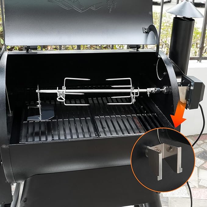 onlyfire Grill Rotisserie Kit for Traeger Pro 22, Pro 575, Pro 780 Series Wood Pellet Grill and Smoker, BBQ Grilling Accessory for Outdoor Cooking