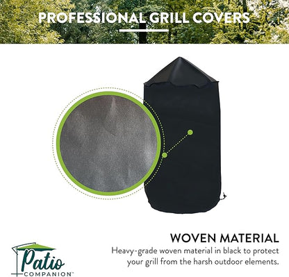 Patio Companion Professional 27.5 Inch Kettle Grill & Vertical Smoker Cover, 5 Year Warranty, Heavy Duty UV Blocking Material, Waterproof, Weather Resistant, Cover for Weber, Nexgrill, Pit Boss, Black
