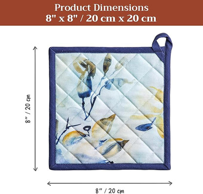 Maison d' Hermine Pot Holders 100% Cotton Heat Resistant Potholders 8" x 8" Hot Pads with Loop BBQ Cooking Baking Hotel Farmhouse Kitchen Handling Hot Pans Spring Summer (Pack of 1, Lazy Summer Days)
