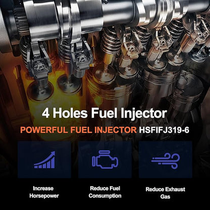 HiSport Fuel Injectors 6PCS Compatible with Buick Chevrolet GMC Hummer Isuzu i-290 i-350 i-370 Ascender H3 Rainier Colorado LUV Trailblazer EXT Canyon Envoy XL XUV Replace FJ319 12569573