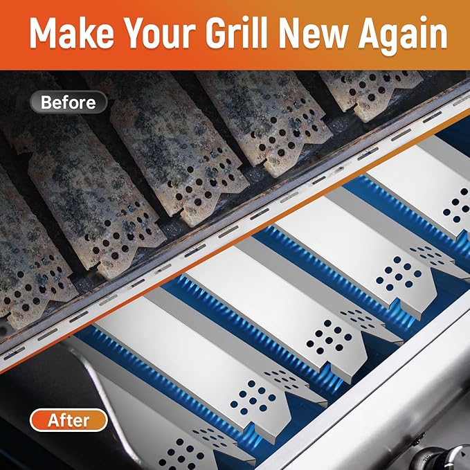 Grill Heat Plate Replacement Parts for Nexgrill 5 Burner 720-0888, 720-0888N, 720-0830H, Stainless Steel Grill Heat Tents, Flame Tamers for Nexgrill Replacement Parts, 5-Burner