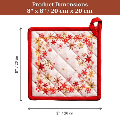 Maison d' Hermine Pot Holders 100% Cotton Potholders (8" x 8", Pack of 1) | Heat Resistant Hot Pads with Loop BBQ Cooking Baking Hotel Kitchen Handling Hot Pans Thanksgiving Christmas - Crystal Star
