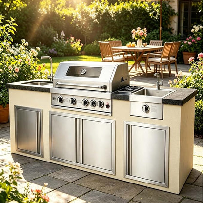 JIE JIN Outdoor Kitchen Door 24" W X 24" H Double Doors BBQ Access Door BBQ Island Door 304 Brushed Stainless Steel Flush Mount Door for Outdoor Kitchen BBQ Island Outdoor Cabinet Doors