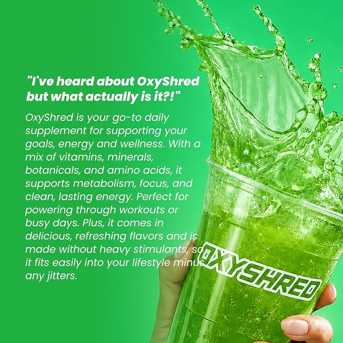 EHP Labs OxyShred Pre Workout Powder - Kiwi Strawberry, 33 Servings | Supports Energy, Focus and Endurance with Acetyl L Carnitine and L Glutamine, Thermogenic Formula, Sugar Free, Zero Jitters
