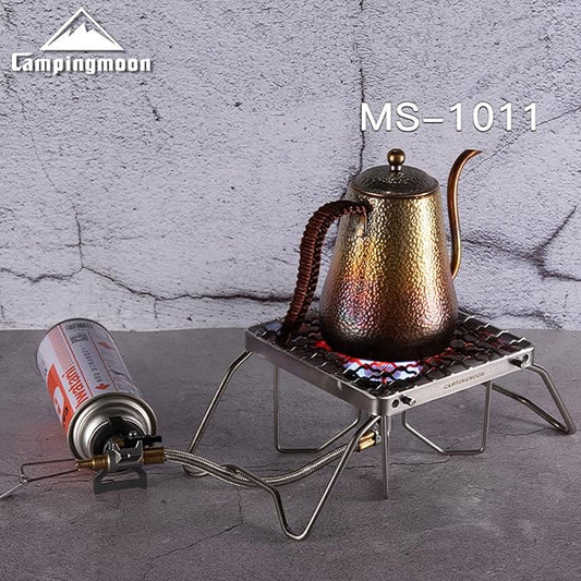 Campingmoon Portable Campfire Grill Grate 304 Stainless Steel Folding Camping Grill Over Gas Stove BBQ Grill Rack with Legs and Carrying Bag