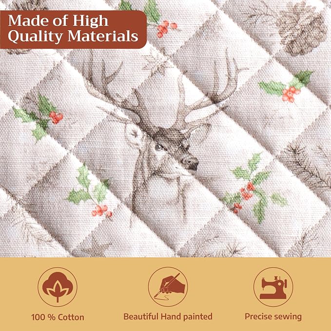 Maison d' Hermine Pot Holders 100% Cotton Potholders (8" x 8", Pack of 2) | Heat Resistant Hot Pads with Loop BBQ Cooking Baking Hotel Kitchen Handling Hot Pans Thanksgiving Christmas - Christmas Dew
