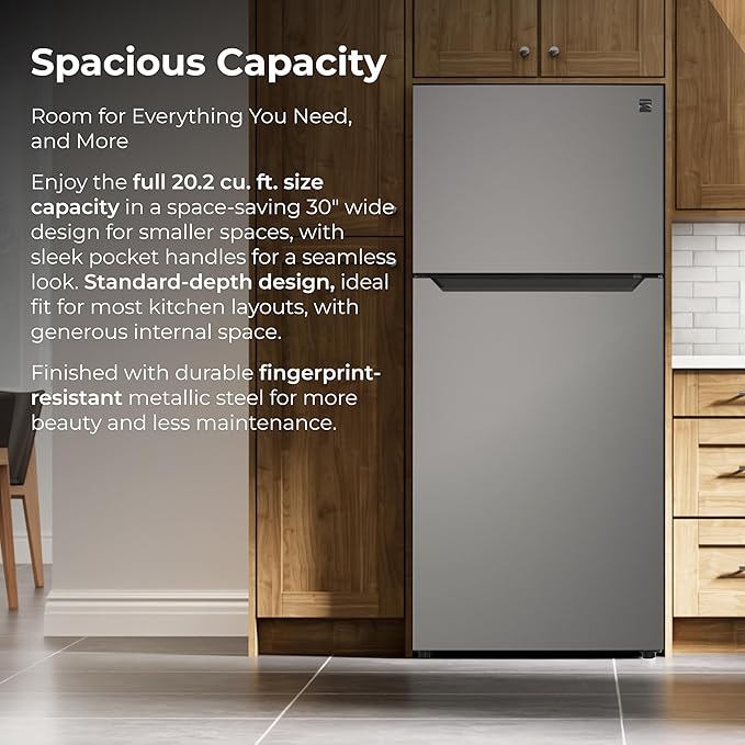 Kenmore 20.2 cu. ft. 30" Wide Top Mount Refrigerator - FPR Metallic Steel
