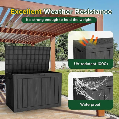 PatioZen 45 Gallon Resin Deck Box, Lockable Outdoor Storage Box for Patio Cushions Storage Furniture,Garden Tools, Pool Supplies, Weatherproof and UV Resistant (Black)