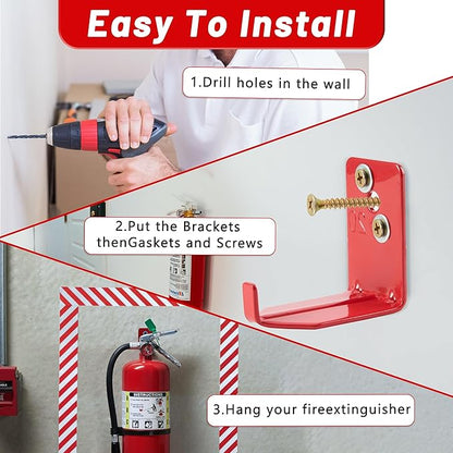 Fire Extinguisher Mount, 8 Pack Heavy Duty 3-Hole Fire Extinguisher Bracket, SturdyHolder for Easy Installation, Durable 20lb Hook Hanger