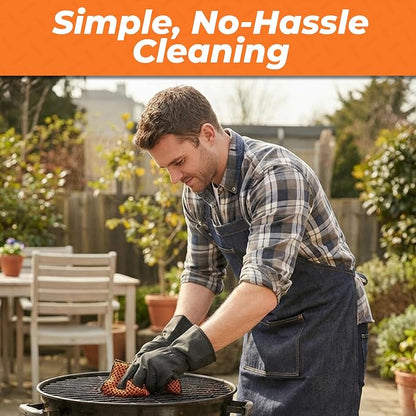 Proud Grill Q-Swiper Scrub-Clean Reusable Grill Cleaning Cloth - Non-Scratch Scrubbing Dish Cloths, Heavy Duty Micro-Coated Fiber Cloth, Multipurpose Kitchen Scrubber for Grills & Cookware - Pack of 2