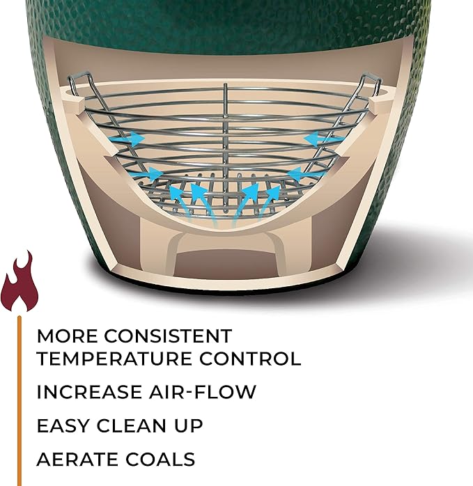 Kick Ash Basket Stainless Steel Charcoal Ash Basket, Fits Big Green Egg Grill, Large - Designed in Wisconsin