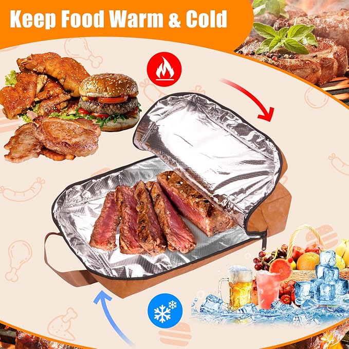 BBQ Blanket for Resting Meat – Reusable 4-Layer Insulated Meat Resting Bag with Wide Mouth & Reinforced Handle, Designed for Large Brisket, Pork Shoulder, Turkey – Ideal Gift for BBQ Lovers
