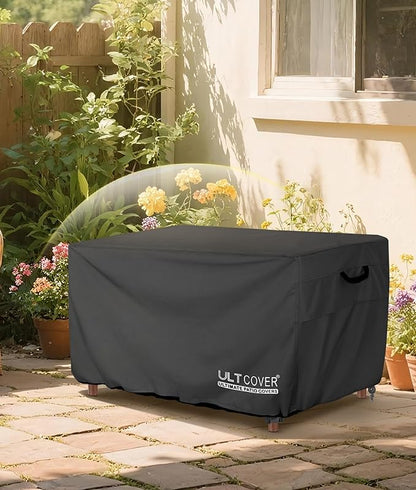 ULTCOVER Rectangular Gas Fire Pit Table Cover 43x22 inch Waterproof Heavy Duty Firepit Cover, Black