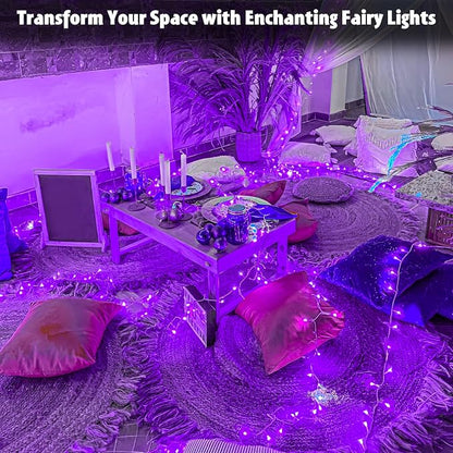 cshare String Lights Outdoor Waterproof 9.8ft 30 LED, Purple Fairy Lights Battery Operated with Timer Clear Wire for Indoor & Outdoor Christmas Halloween Decorations Garland Party Garden 2 Packs