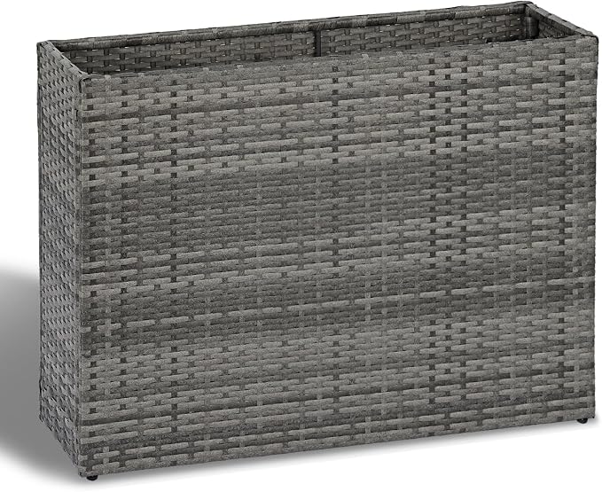 SUNNYPARK Large Rectangular Planter for Outdoor Rattan Block Box 38x11x30'' | All-Weather, Handmade PE Rattan, Removable Liner, Indoor Outdoor, Patio Porch Garden, Modern Design for Plants Flowers