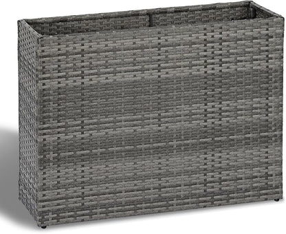 SUNNYPARK Large Rectangular Planter for Outdoor Rattan Block Box 38x11x30'' | All-Weather, Handmade PE Rattan, Removable Liner, Indoor Outdoor, Patio Porch Garden, Modern Design for Plants Flowers