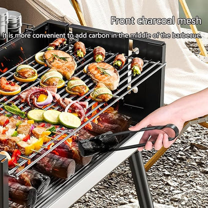 Large Outdoor Charcoal BBQ Grill Outdoor Cooking Barbecue Grill Extra Large Cooking Area with Height Adjustable Cooking Grate for Backyard Camping Picnics Beach