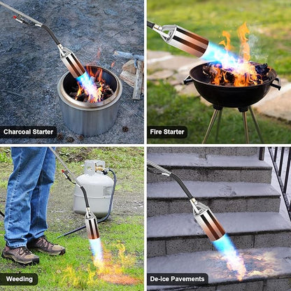 GasBRUH Propane Torch Burner Weed Torch,360,000 BTU Heavy Duty Blow Torch with Turbo Trigger and 10 FT Hose,propane weed burner torch with Igniter,Flame throwe for Weed,Garden,Wood,Charcoal,Ice Snow