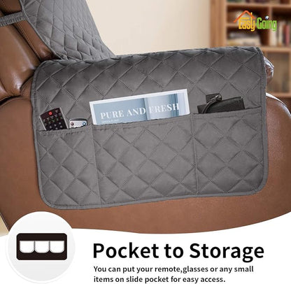 Easy-Going Oversized Recliner Cover Reversible Couch Cover Sofa Cover for Living Room Water Resistant Furniture Protector with Elastic Straps for Pets Dog (Oversized Recliner, Gray/Light Gray) | Machine Washable Slipcover For Dogs, Water Resistant Furn...