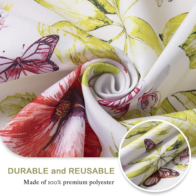 UMINEUX 60" Outdoor Round Tablecloth with Umbrella Hole and Zipper | Spring/Summer Waterproof Round Patio Table Cover for Picnic/BBQ/Garden, Butterfly