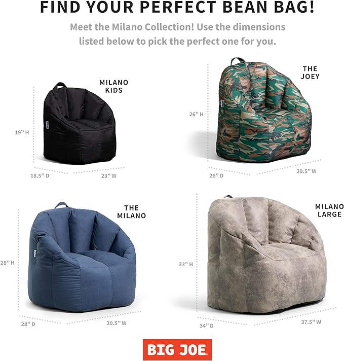 Big Joe Milano Child-Sized Bean Bag Chair for Kids Bedroom and Reading Nook, Dolce Terazzo Lenox, Durable Easy-Clean Woven Polyester, Refillable