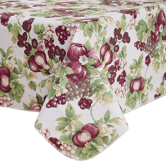 Walrus Heavy Duty Vinyl Tablecloth with Flannel Backing Waterproof Oil-Proof Plastic Table Cloth Stain-Resistant Wipeable Rectangle or Square Table Cover for Indoor and Outdoor (Fruits, 54x54 Inch)