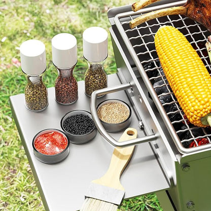 Charcoal BBQ Grill, Foldable Portable Tabletop Barbeque, Barbecue for Camping Hiking Garden Party Festivals Picnic,60x16cm