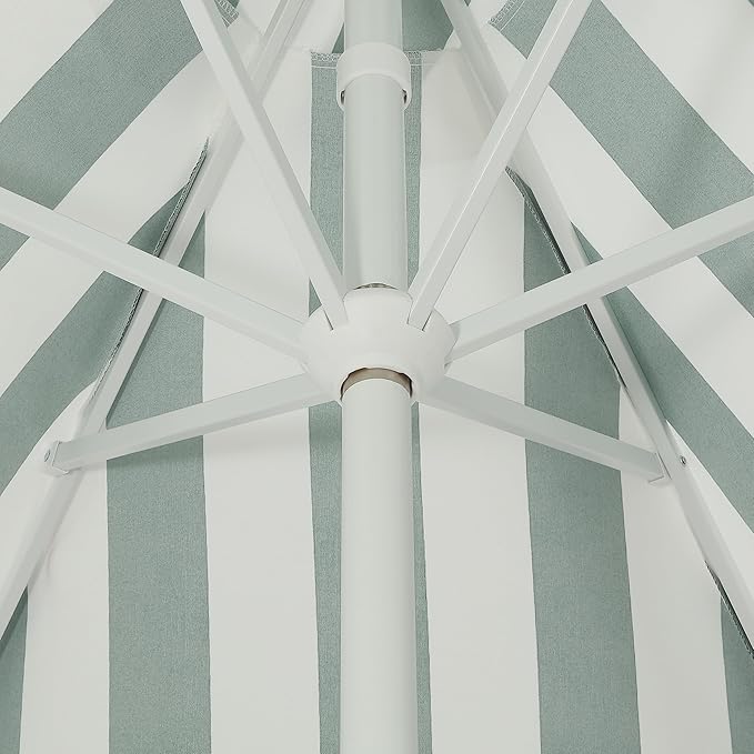 JONATHAN Y UMB1001 Collins 9 ft. Classic Cottage Tassel Market Patio Umbrella with Auto-Tilt, Crank, Wind Vent and UV Protection
