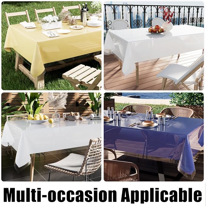 Smiry Rectangle Table Cloth 60x102 Inch, Waterproof Wipeable Vinyl Tablecloths Protector, Oil Spill Proof Plastic Table Cover for Dining, Picnic, Camping, Outdoor, Clear