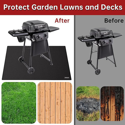 Large Under Grill Mat with 40” x 40“Fire Blanket, Double-Sided 65” x 48“Fireproof Grill Pad for Outdoor Grill,Indoor Fireplace Fire Pit Mat, Waterproof Oilproof BBQ Mat for Deck Patio Lawn