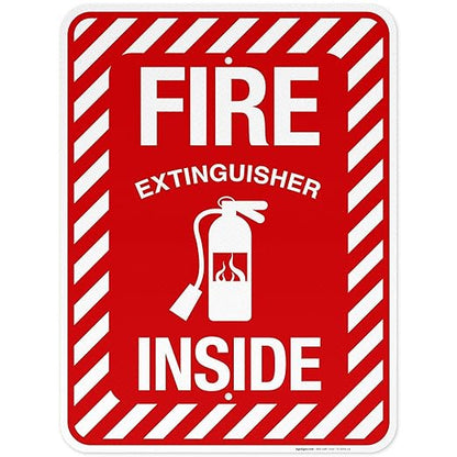 Fire Extinguisher Inside Sign, Fire Safety Sign, 18x24 Inches, 3M EGP Reflective .080 Aluminum, Fade Resistant, Indoor/Outdoor Use, Made in USA