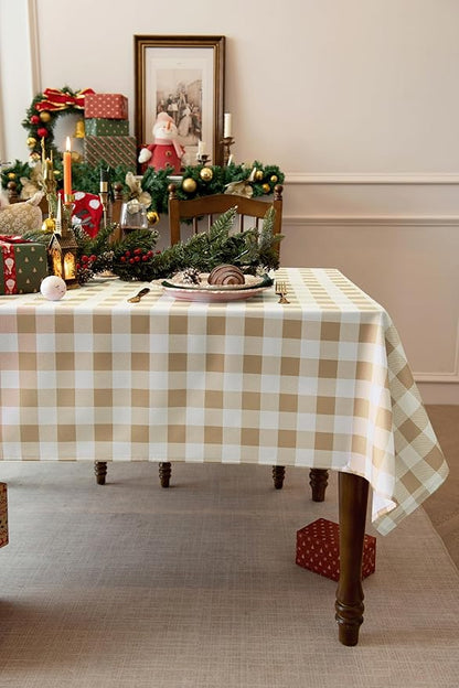 Waterproof Checkered Tablecloth Fabric - Rectangle 58x84 Inch Classic Gingham Buffalo Plaid Table Cloth for Indoor/Outdoor Use - Washable Table Cover for Kitchen, BBQs, and Parties