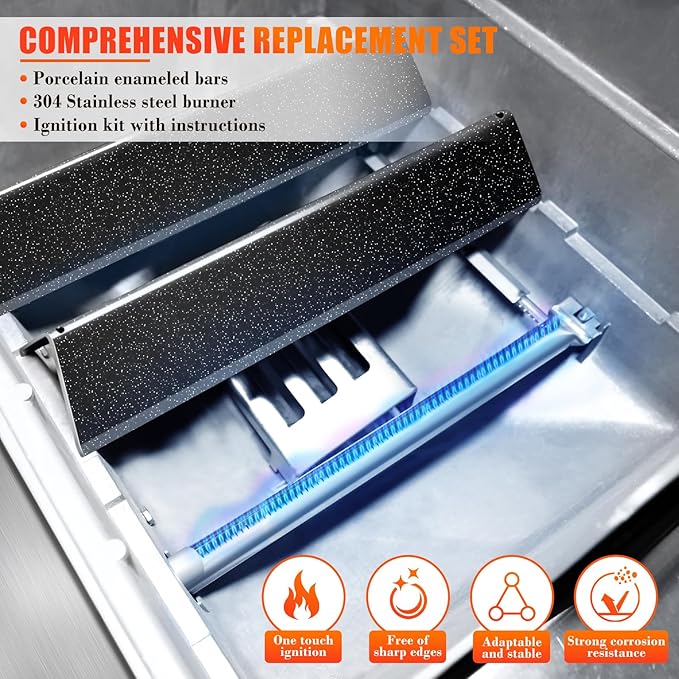 Hisencn 7635 Flavorizer Bars, 69785 Grill Burner for Weber Spirit I & II 200 with Front Control, Spirit E210 E220 S210 S220, for Weber 15.3 Inch Flavor Bars, 7642 Grill Igniter