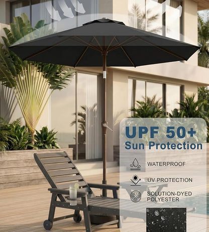 10FT Patio Umbrella, Outdoor Umbrella with Push Button Tilt and Crank, 8 Sturdy Ribs, UV Protection & Waterproof Market Umbrella for Pool, Backyard, Beach,Deck