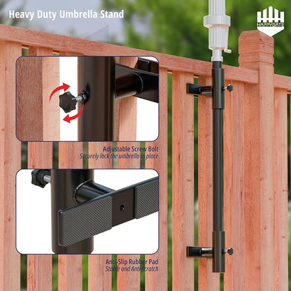 Patio Umbrella Stand for Deck Railing, Adjustable Patio Umbrella Holder Outdoor Umbrella Base, Fixed Clip Umbrella Stand Outdoor Base Parasol Holder for Deck, Outdoor Courtyard, Balcony