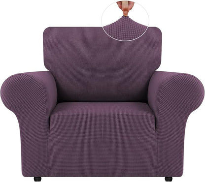 LURKA Stretch Chair Cover for Sofa, 1 Piece Armchair Slipcover, Purple | Soft Stretch Jacquard, Fits 31"-55" Armchairs, Elastic Bottom for Secure Fit, Machine Washable, Pet & Kid Friendly